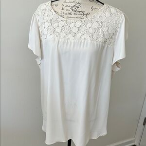 LOFT White Lace Accent Blouse